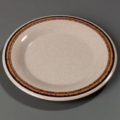 Carlisle 43011908 10-1/2" Durus Dinner Plate - Wide Rim, Melamine, Sierra Sand on Sand