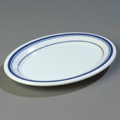 Durus Designer Platter, 9-1/2 x 7-1/4 in, Oval, Melamine, London on White