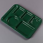 Carlisle 4398008 Heavy 6-Compartment Tray, 10 x 14-in, Left Handed, Forest Green