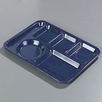 Carlisle 4398035 Heavy 6-Compartment Tray, 10 x 14-in, Left Handed, Cafe Blue