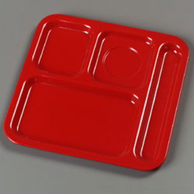 Carlisle 4398405 (4)Compartment School Tray - Right-Handed, 10-1/9x9-25/32" Red