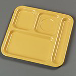 Carlisle 4398422 4-Compartment 10 x 9-3/4-in Tray, Right Handed, Honey Yellow