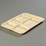 Carlisle 4398825 Heavy 6-Compartment Tray, 10 x 14.5-in, Right Handed, Tan