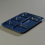 Carlisle 4398835 Heavy 6-Compartment Tray, 10 x 14.5-in, Right Handed, Cafe Blue