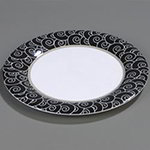 Carlisle 44405921 Palette Designer Displayware Platter, 15 in Round, Melamine, Black Waves