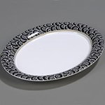 Carlisle 44411921 Palette Designer Displayware Platter, 17 x 13, Oval, Melamine, Black Waves