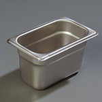 Carlisle 607194 1/9-Size Steam Table Pan w/ 4-in Deep, 24-Ga. Stainless