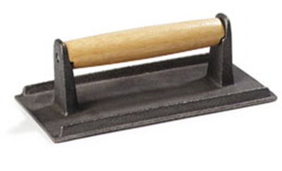 Carlisle 607410 Steak Weight - 8-1/4x4-1/4x3" Wood Handle, Cast Iron