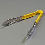 Carlisle 60756004 9.5-in Utility Tong w/ Yellow Handle, Heavy Duty Stainless