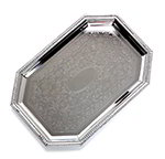 Carlisle 608902 Embossed Octangular Tray w/ Beaded Border, Chrome Plated