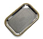 Carlisle 608908 Embossed Rectangular Tray w/ Gold Border, Chrome Plated