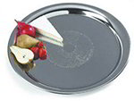 Carlisle 608917 Embossed 22-in Round Serving Tray, Chrome Plated