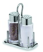 Carlisle 609195 Maestro Salt Pepper Set, 2-oz Shakers, Stainless Steel Holder