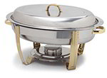 Carlisle 609510 6-qt Oval Chafer, Lift Off Cover, Stainless, Gold Trim
