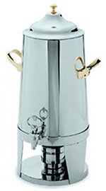 Carlisle 609635 5-Gallon Tapered Beverage Urn w/ Brass Handles & Knob, Stainless
