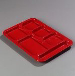 Carlisle 614R05 6-Compartment Right Handed Tray, 10 x 14-3/8-in, ABS, Red