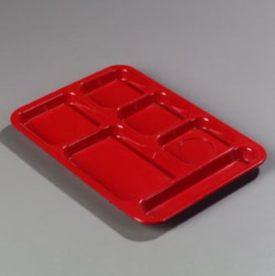 Carlisle 614R05 6-Compartment Right Handed Tray, 10 x 14-3/8-in, ABS, Red