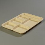 Carlisle 614R25 6-Compartment Right Handed Tray, 10 x 14-3/8-in, ABS, Tan