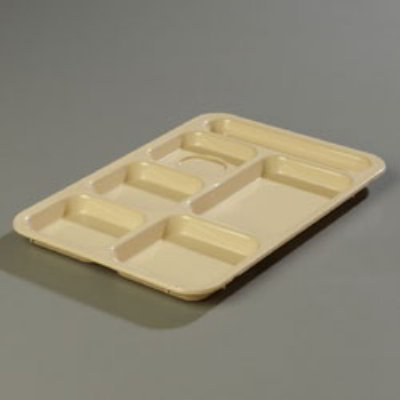 Carlisle 614R25 6-Compartment Right Handed Tray, 10 x 14-3/8-in, ABS, Tan
