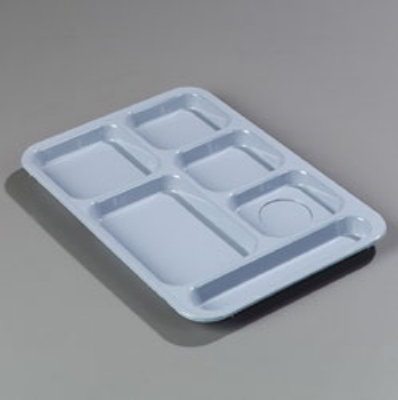 Carlisle 614R59 6-Compartment Right Handed Tray, 10 x 14-3/8-in, ABS, Slate