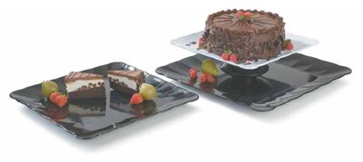 Carlisle 794603 Rectangular Platter w/ Scalloped Edge, 22.5 x 14.5-in, Black