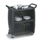 Carlisle CC2036DP03 Bussing Cart w/ Locking Compartment & 300-lb Capacity, Black