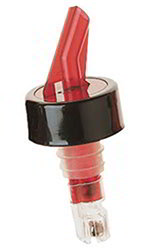 Carlisle EP21600 1.25-oz Portion Pour Liquor Pourer, Red Spout, Black Collar, Clear Base