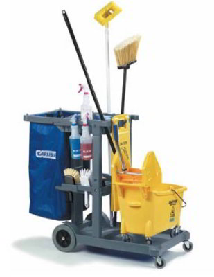Carlisle JC1945S23 Janitorial Cart w/ (3) Shelves & Bucket / Wringer Platform, Gray