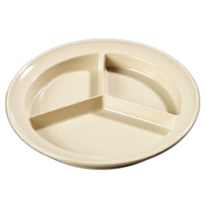 Carlisle KL20325 8-3/4" Kingline (3)Compartment Plate - Melamine, Tan