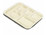 Carlisle P61425 6-Compartment Rectangular Tray, Left Handed, Tan