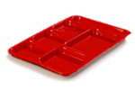 Carlisle P614R05 6-Compartment Rectangular Compartment Tray, R Handed, Red