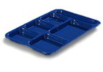 Carlisle P614R14 6-Compartment Rectangular Tray, Right Handed, Blue