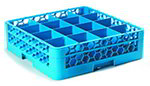 Carlisle RG16114 Full Size 16-Compartment Glass Rack, 4-4/5-in Inside Height, Blue