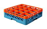 Carlisle RG161C412 16-Compartment Glass Rack, 4-4/5-in H w/ 1-Extender, Orange & Blue