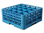 Carlisle RG16314 16-Compartment Glass Rack, 7-9/10-in Height, 3-Extenders, Blue