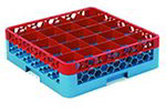 Carlisle RG251C410 25-Compartment Glass Rack, 4-4/5-in H, 1-Extender, Red/Blue