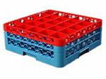 Carlisle RG252C410 25-Compartment Glass Rack, 6-2/5-in H w/ 2-Extender, Red/Blue