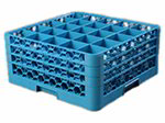 Carlisle RG25314 25-Compartment Glass Rack, 7-9/10-in H, 3-Extender, Red/Blue
