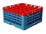 Carlisle RG254C410 25-Compartment Glass Rack, 9-1/2-in H, 4-Extenders, Red/Blue