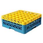 Carlisle RG362C411 36-Compartment Glass Rack, 6-2/5-in H, 2-Extender, Yellow/Blue