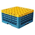 Carlisle RG364C411 36-Compartment Glass Rack, 9.5-in Height, 4-Extender, Yellow/Blue