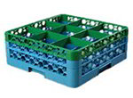 Carlisle RG92C413 9-Compartment Rack, 6-2/5-in H, 2-Extenders, Green/Blue