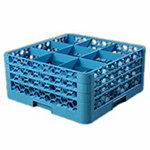 Carlisle RG9314 9-Compartment Glass Rack, 7-9/10-in Height, 3-Extenders, Blue