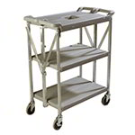 Carlisle SBC152123 Open Design Folding Cart w/ 3-Shelves, 15 x 21-in, Grey