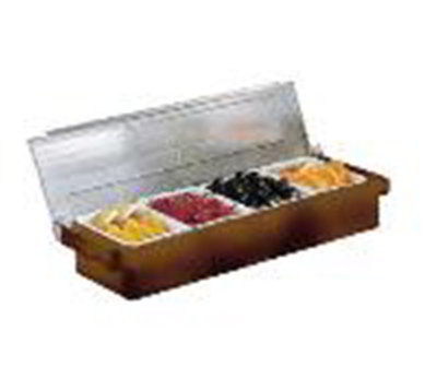 Deluxe Condiment Caddy, (4) 1-1/2 Pint Containers, Brown