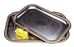 Carlisle 608909 20-5/8-in x 14-in Rectangular Serving Tray w/ Gold Border, Chrome Plated