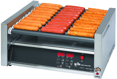 Star Manufacturing 30CF Hot Dog Grill, Flat, Chrome Rollers, 30-Hot Dogs