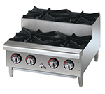 Star Manufacturing 604HF-SU 24-in Step Up Hotplate w/ 4-Burners & Manual Controls, NG