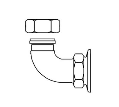 T&S Brass 00WW Female Union Coupling Inlets, 1/2 in IPS, 90 Degree Inlet