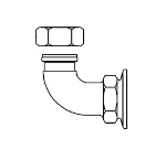 T&S Brass 00YY Female Union Coupling Inlets, 3/4 in IPS, 90 Degree Inlet